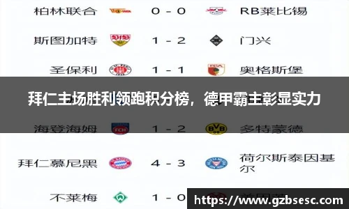拜仁主场胜利领跑积分榜，德甲霸主彰显实力